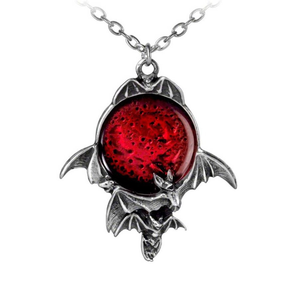 Alchemy Gothic Blood Moon Flying Bats Necklace New